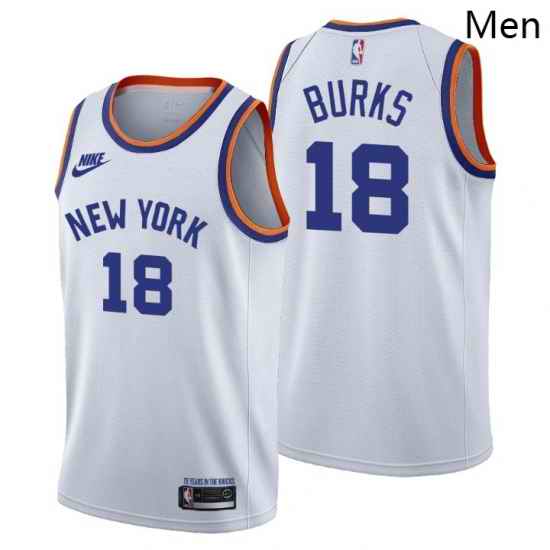 Men New York Knicks 18 Alec Burks Men Nike Releases Classic Edition NBA 75th Anniversary Jersey White
